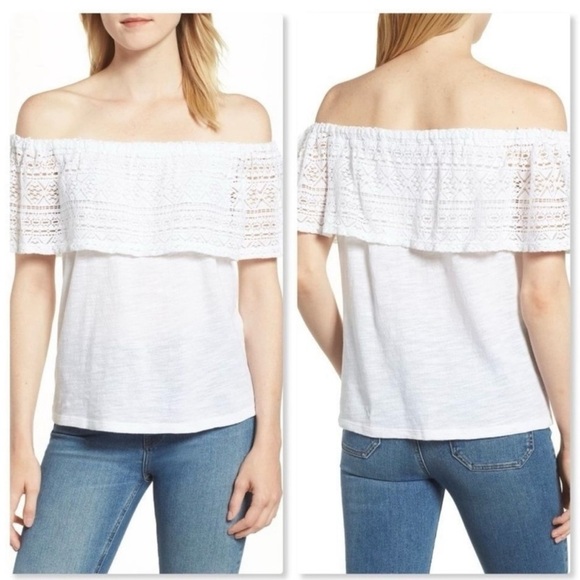 Lucky Brand Tops - Lucky Brand Crochet Lace Off-the-Shoulder Top | White | Size Small | NWT